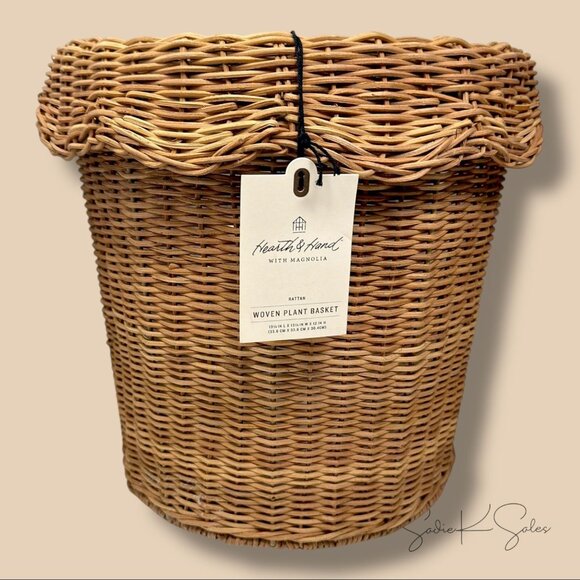 12" Rattan Scalloped Planter Basket - Hearth & Hand Magnolia - Boho Plant Decor - Picture 8 of 8
